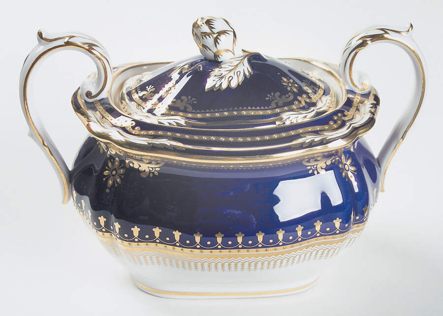 Lancaster Cobalt (White Body) Sugar Bowl & Lid by Spode-1