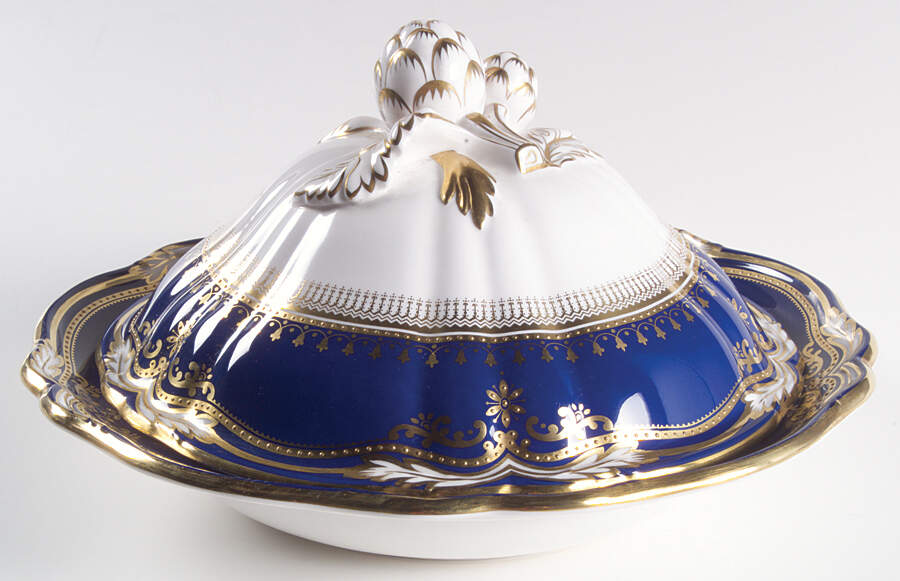 Lancaster Cobalt (White Body) Round Covered Vegetable by Spode-1