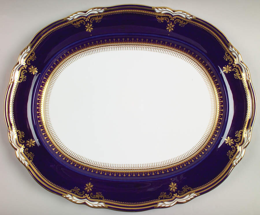 Lancaster Cobalt (White Body) 17" Oval Serving Platter by Spode-1
