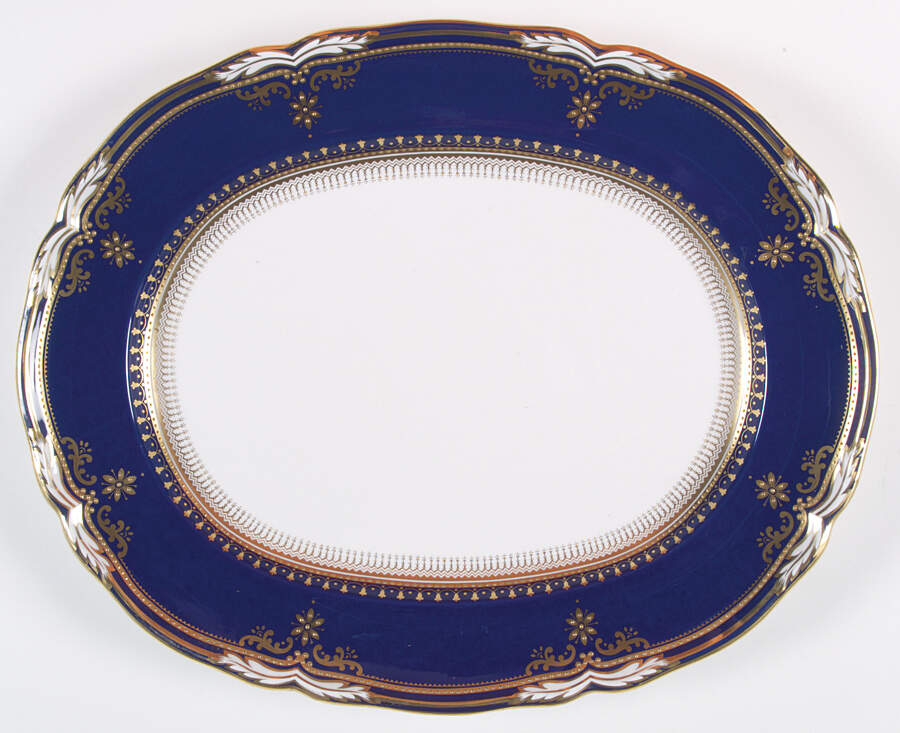 Lancaster Cobalt (White Body) 15" Oval Serving Platter by Spode-1