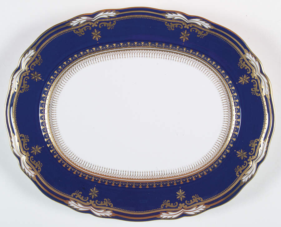 Lancaster Cobalt (White Body) 12" Oval Serving Platter by Spode-1