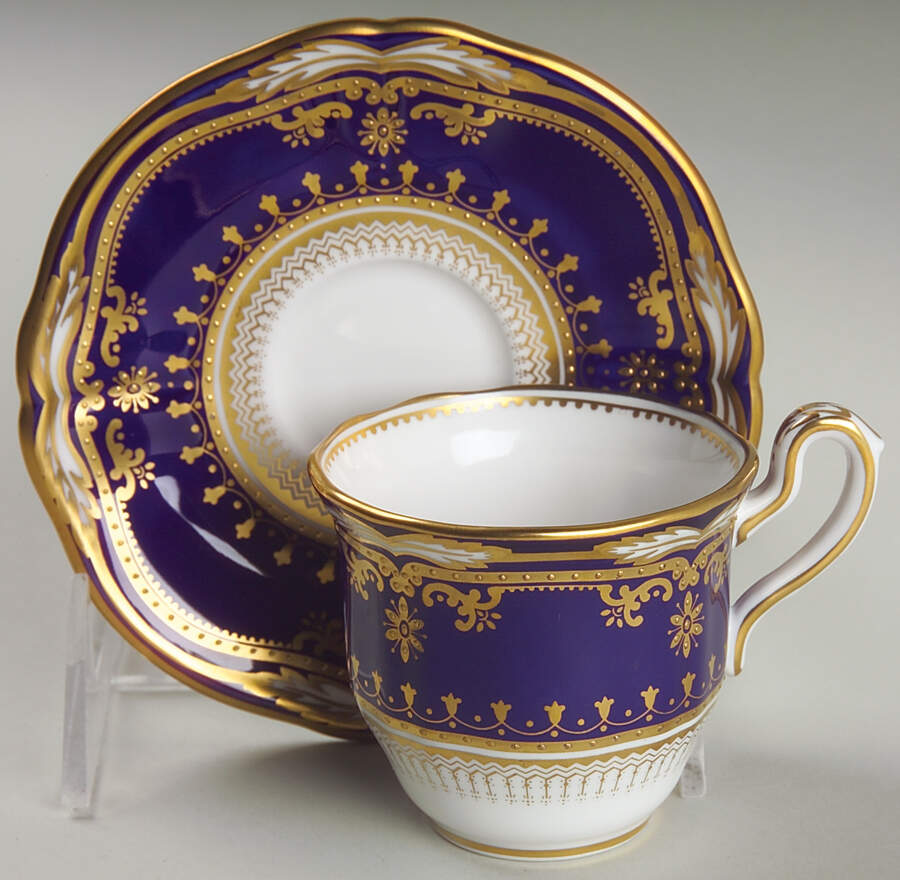 Lancaster Cobalt (White Body) Flat Demitasse Cup & Saucer Set by Spode-1