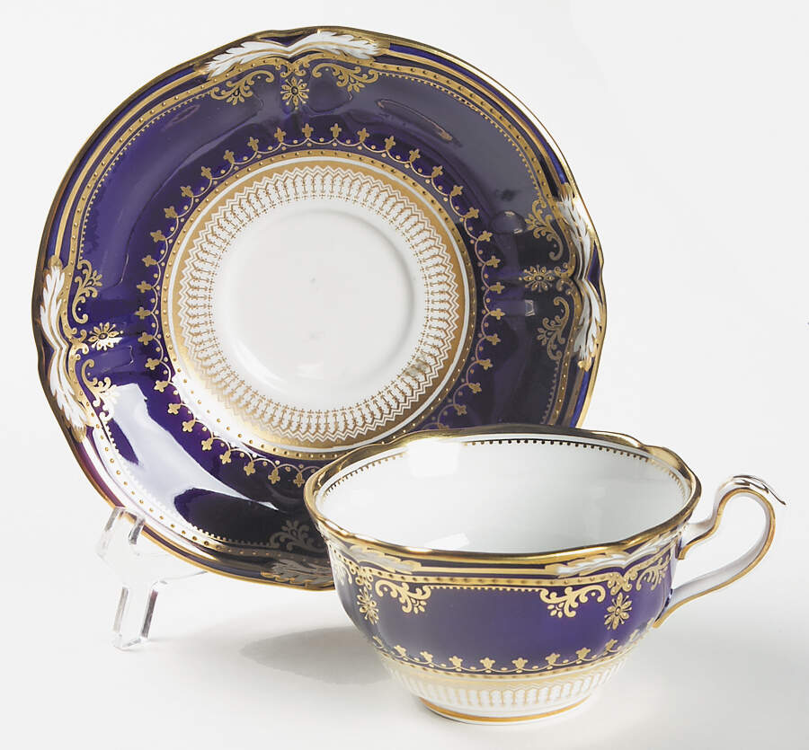 Lancaster Cobalt (White Body) Flat Cup & Saucer Set by Spode-1