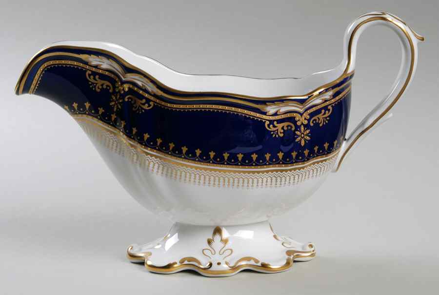 Lancaster Cobalt (White Body) Gravy Boat by Spode-1