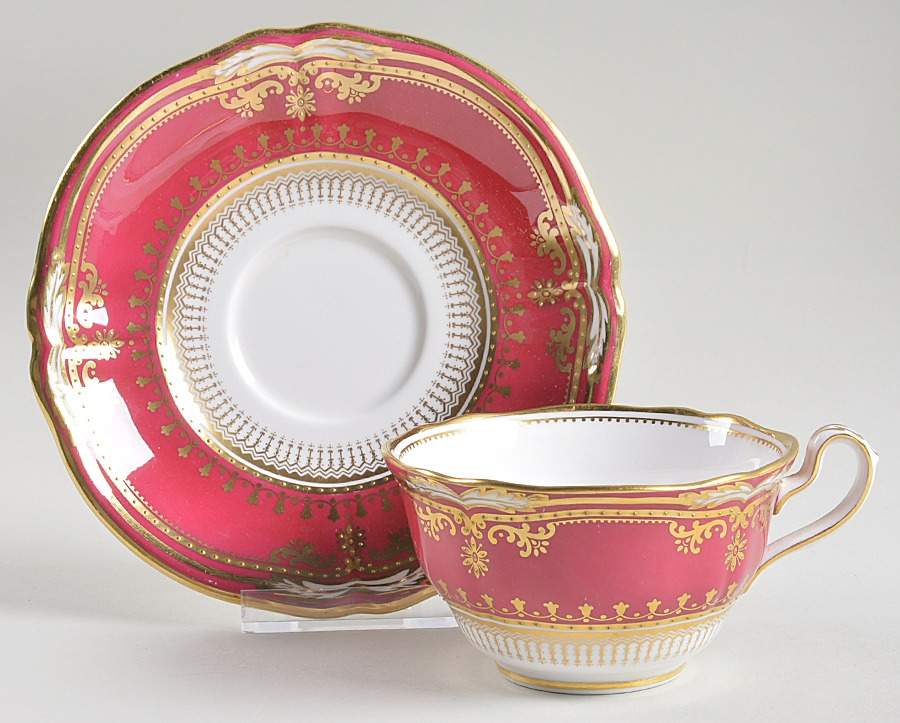 Lancaster Crimson Flat Cup & Saucer Set by Spode-1