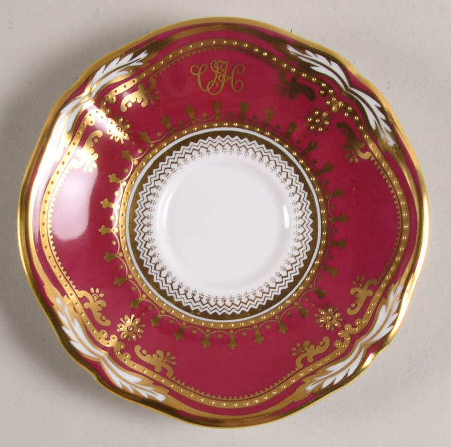 Lancaster Crimson Saucer for Footed Demitasse Cup by Spode-1