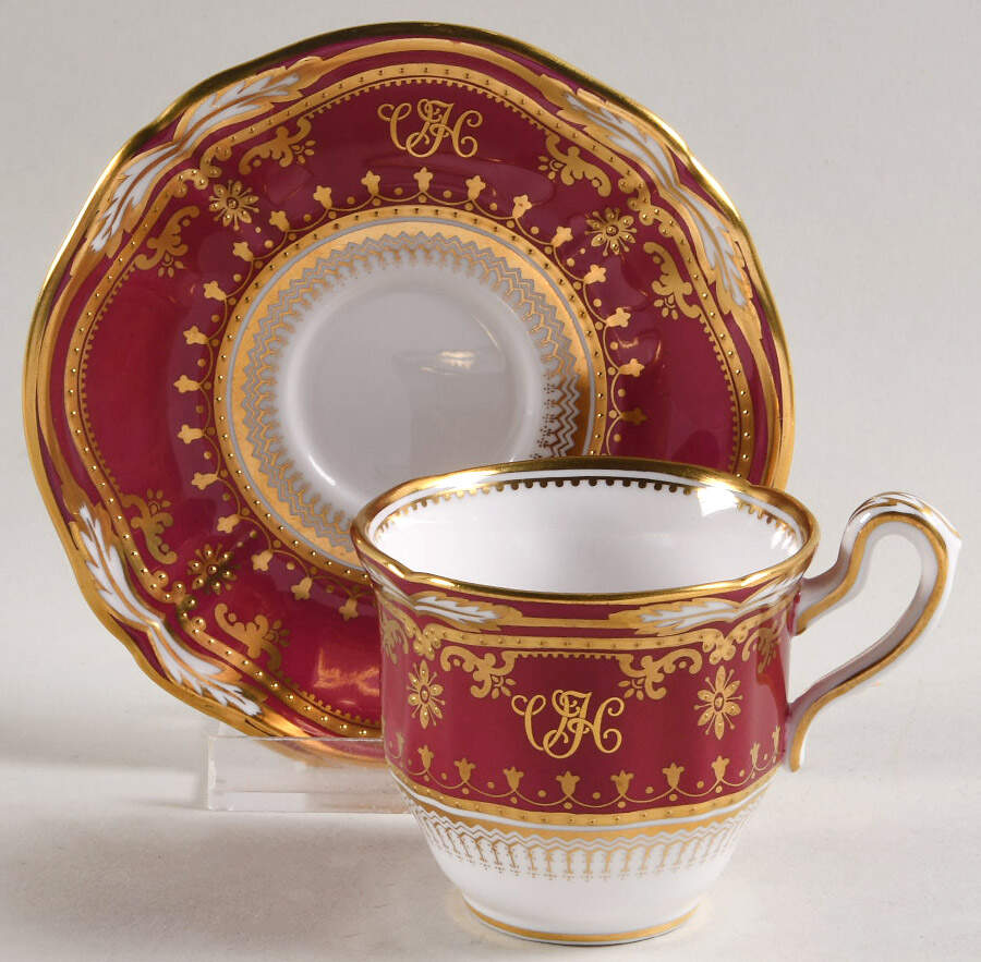 Lancaster Crimson Footed Demitasse Cup & Saucer Set by Spode-1