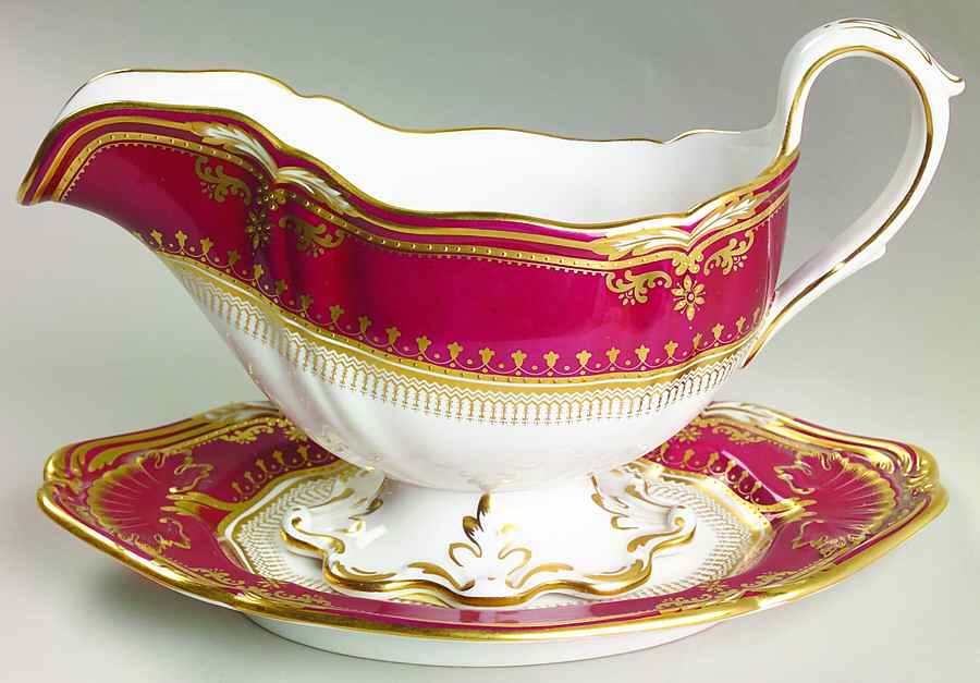 Lancaster Crimson Gravy Boat & Underplate by Spode-1