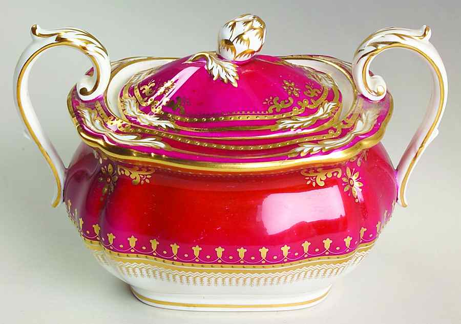 Lancaster Crimson Sugar Bowl & Lid by Spode-1