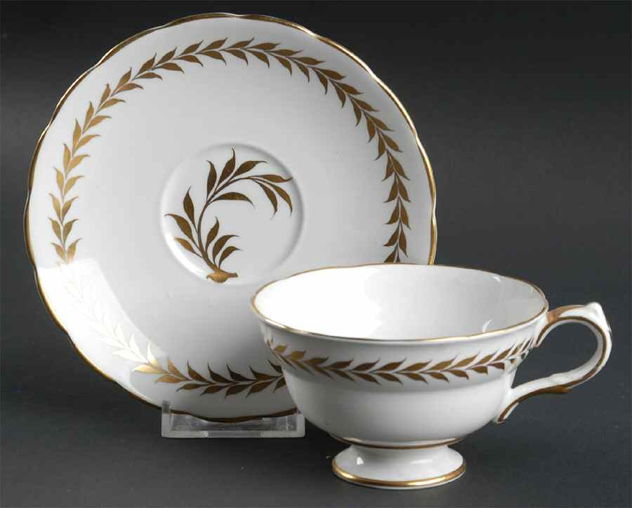 Laurel Gold Footed Cup & Saucer Set by Spode-1