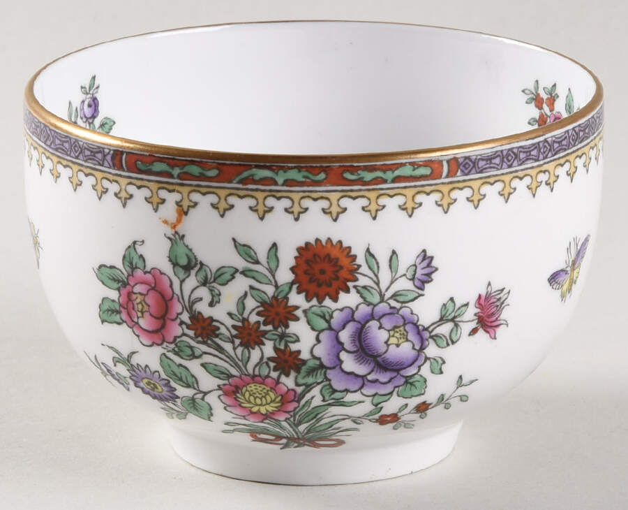 Lowestoft Flowers (Bone) Open Sugar Bowl by Spode-1