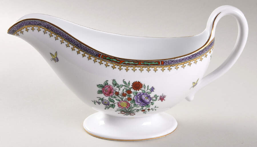 Lowestoft Flowers (Bone) Gravy Boat by Spode-1