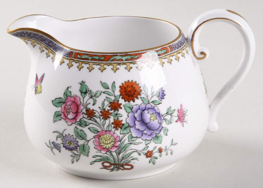 Lowestoft Flowers (Bone) Creamer by Spode-1
