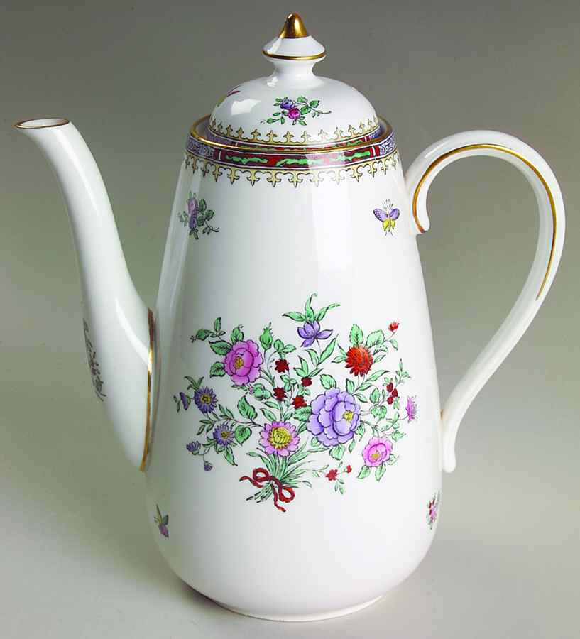 Lowestoft Flowers (Bone) Coffee Pot & Lid by Spode-1