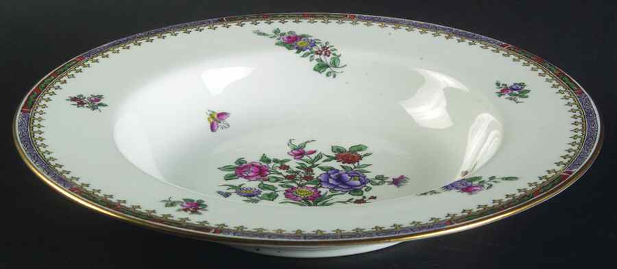 Lowestoft Flowers (Bone) Large Rim Soup Bowl by Spode-1