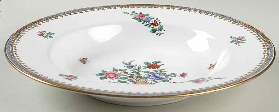 Lowestoft Flowers (Bone) Large Rim Soup Bowl by Spode-1