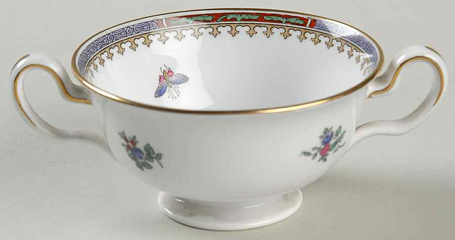 Lowestoft Flowers (Bone) Flat Bouillon Cup by Spode-1