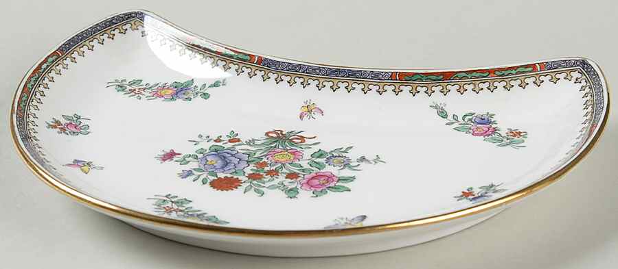 Lowestoft Flowers (Bone) Crescent Salad Plate by Spode-1