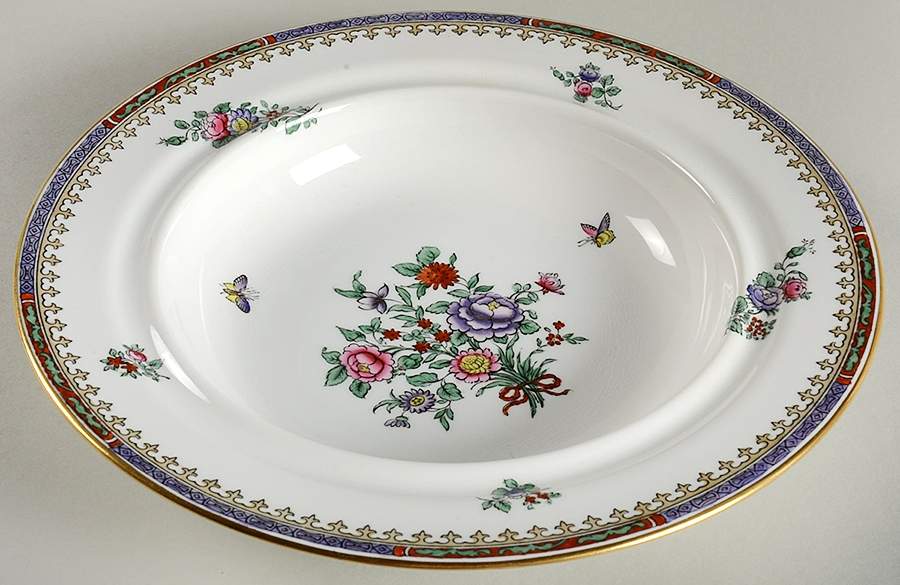 Lowestoft Flowers (Bone) Muffin Dish No Lid by Spode-1