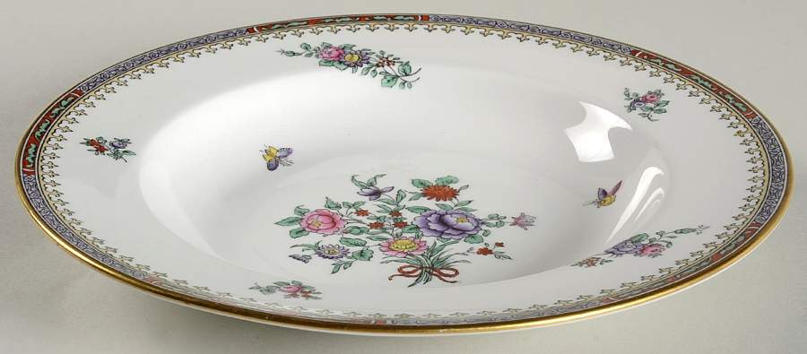 Lowestoft Flowers (Bone) Rim Soup Bowl by Spode-1