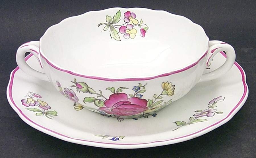 Luneville Flat Cream Soup Bowl & Saucer Set by Spode-1