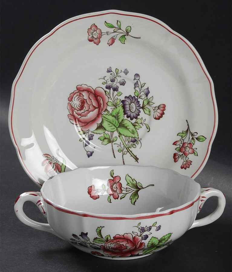 Luneville Flat Cream Soup Bowl & Saucer Set by Spode-1