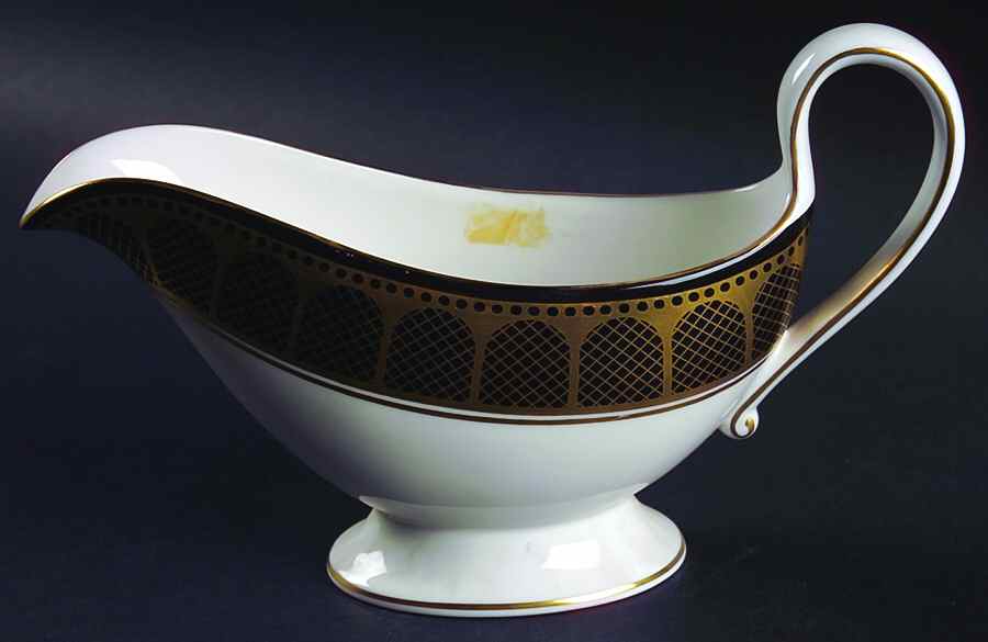 Marble Arch Black Gravy Boat & Underplate by Spode-1