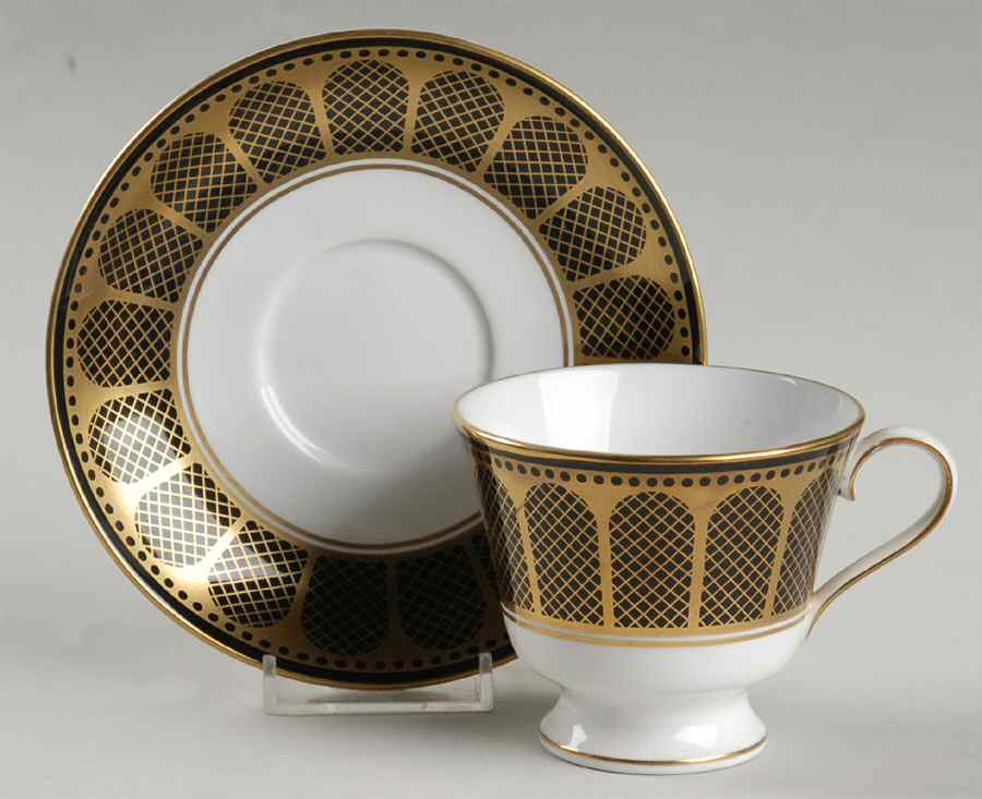 Marble Arch Black Footed Cup & Saucer Set by Spode-1