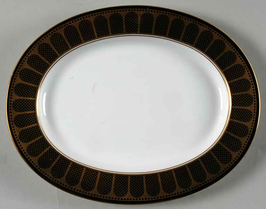 Marble Arch Black 13" Oval Serving Platter by Spode-1