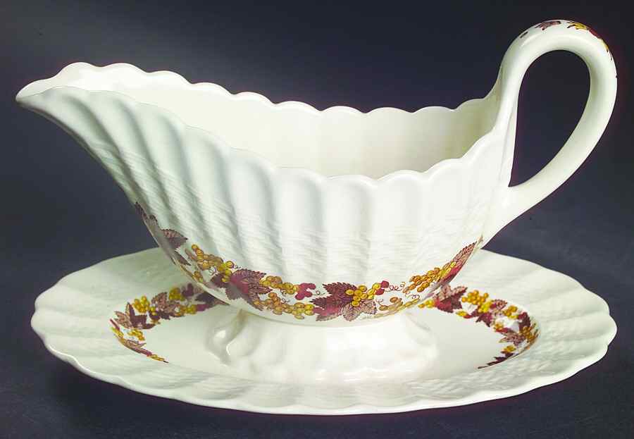 Madeira Gravy Boat with Attached Underplate by Spode-1
