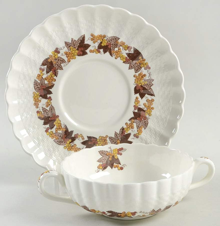 Madeira Flat Cream Soup Bowl & Saucer Set by Spode-1