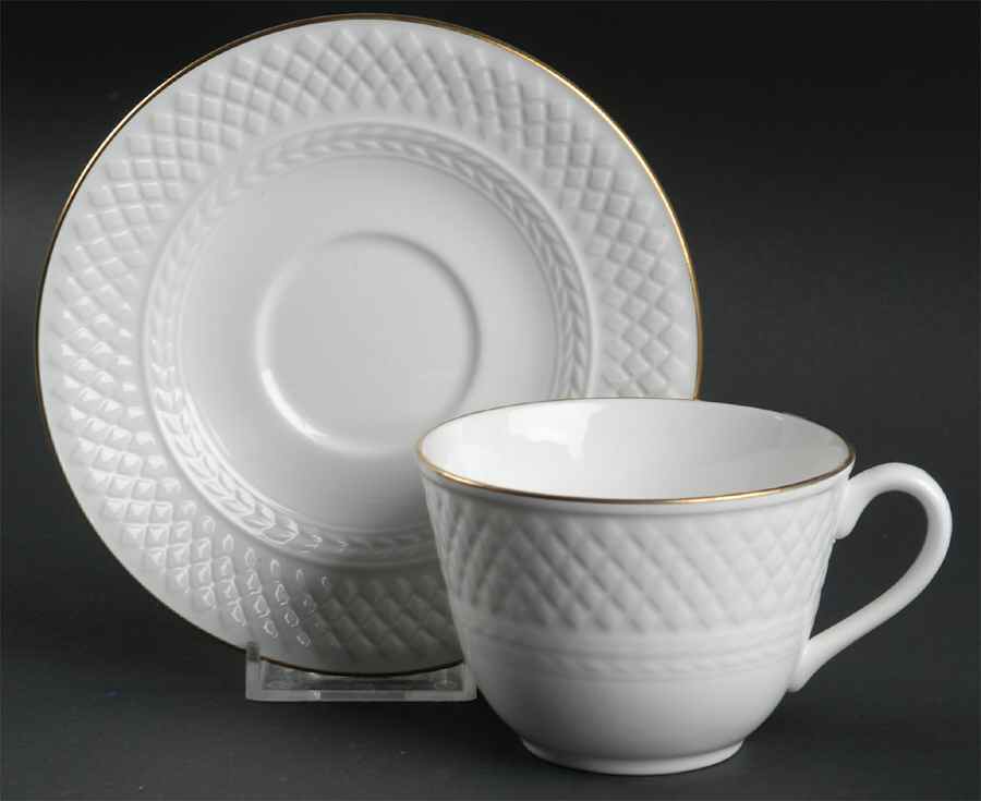 Mansard Gold Flat Cup & Saucer Set by Spode-1