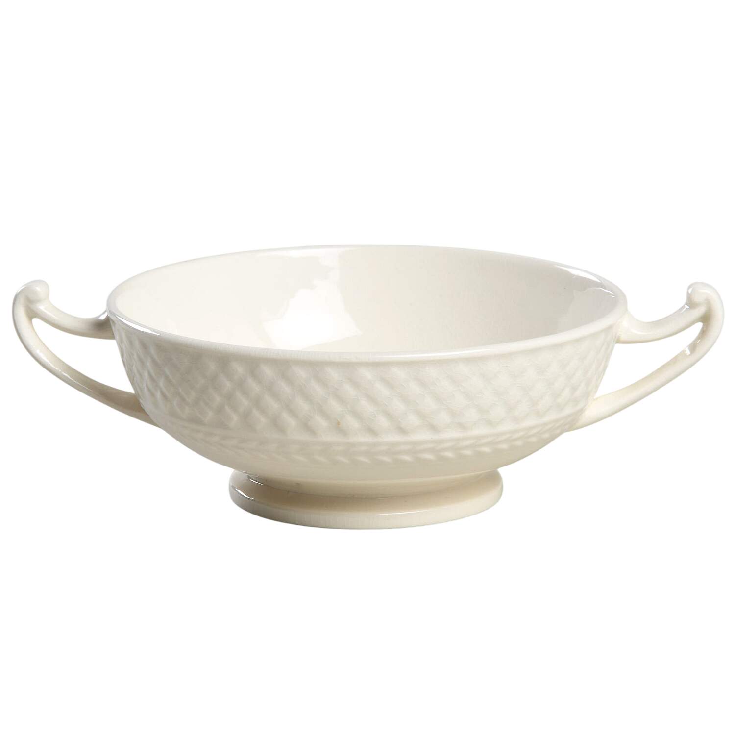 Mansard (Off White, Earthenware) Footed Cream Soup Bowl by Spode-1