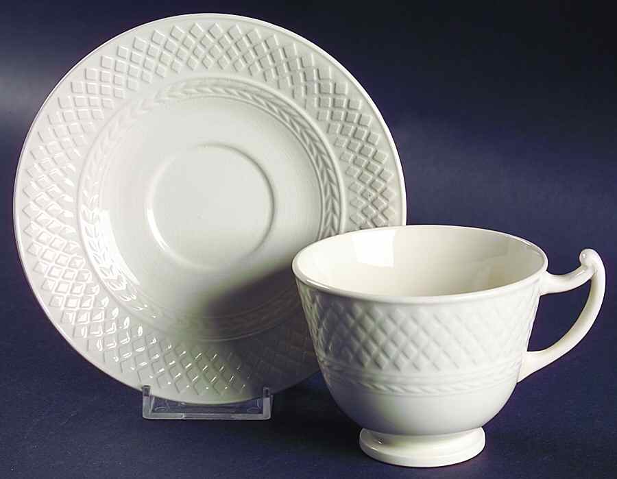 Mansard (Off White, Earthenware) Footed Cup & Saucer Set by Spode-1