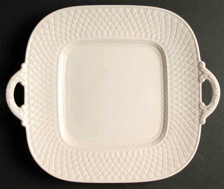 Mansard (Off White, Earthenware) Square Handled Cake Plate by Spode-1