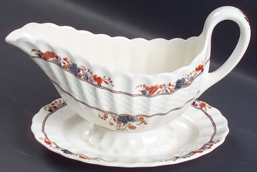 Mandalay Gravy Boat with Attached Underplate by Spode-1