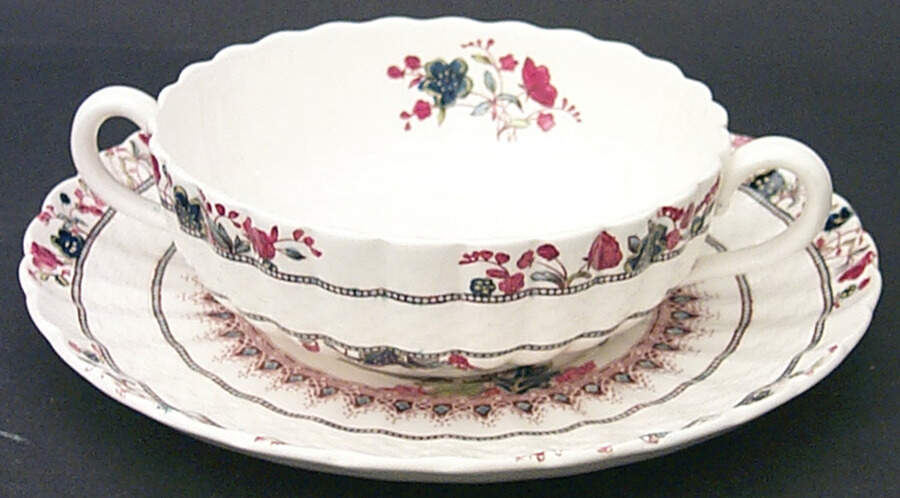 Mandalay Flat Cream Soup Bowl & Saucer Set by Spode-1