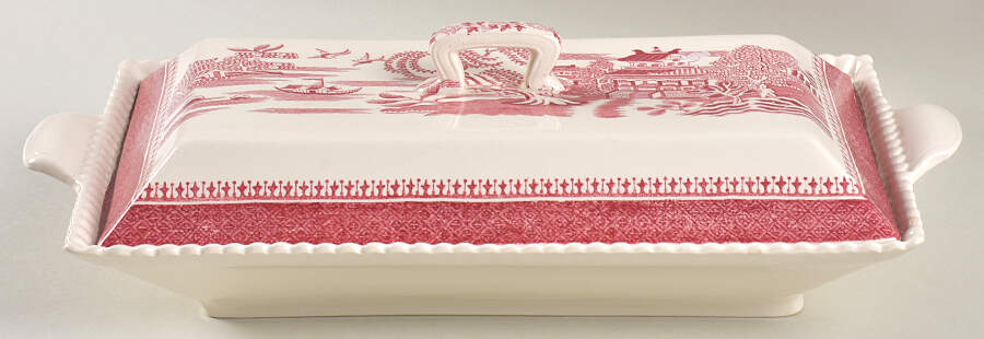 Mandarin Pink (Chelsea, No Trim) Rectangular Covered Vegetable by Spode-1