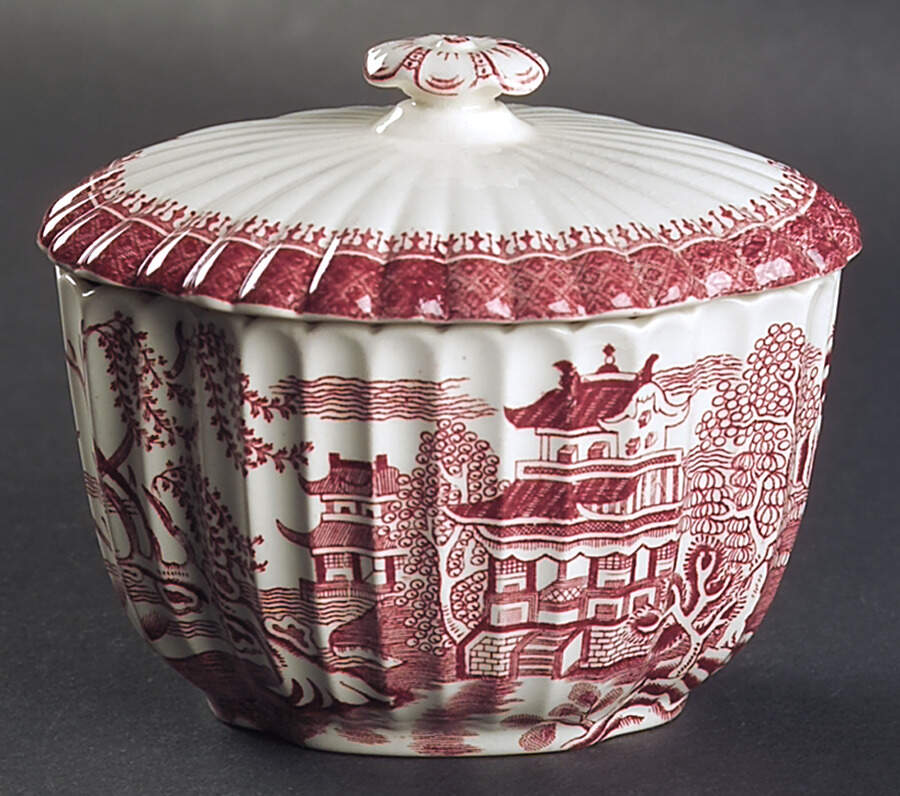 Mandarin Pink (Chelsea, No Trim) Sugar Bowl & Lid by Spode-1
