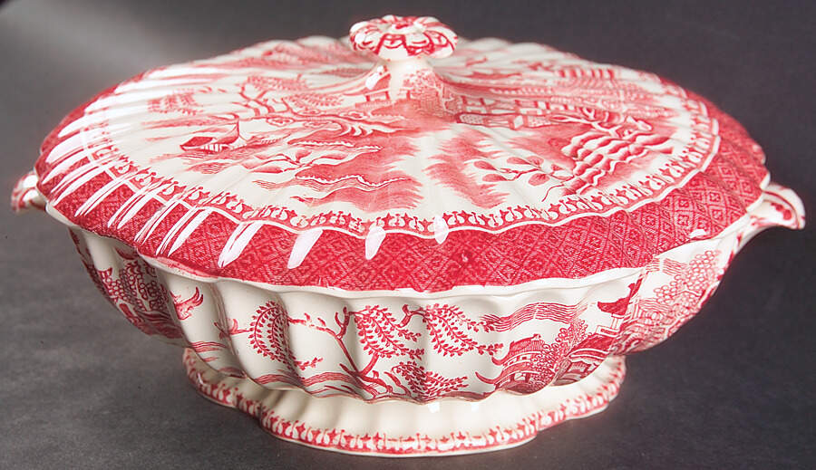 Mandarin Pink (Chelsea, No Trim) Round Covered Vegetable by Spode-1