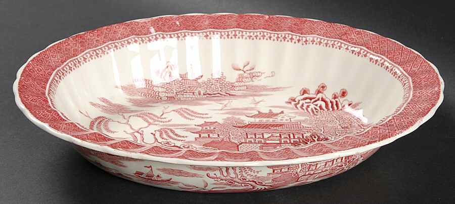 Mandarin Pink (Chelsea, No Trim) 10" Oval Vegetable Bowl by Spode-1