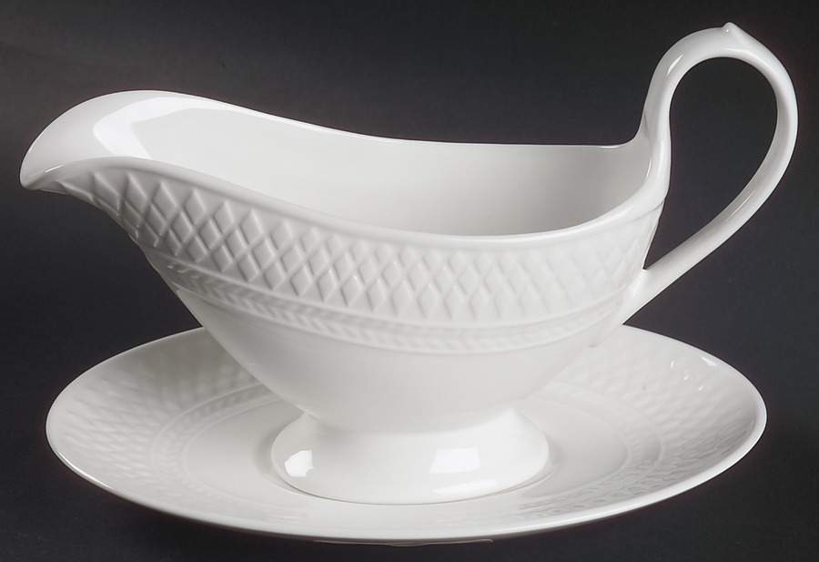 Mansard (Bone) Gravy Boat & Underplate by Spode-1