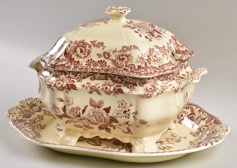 Marina Brown Tureen & Lid w/Underplate by Spode-1