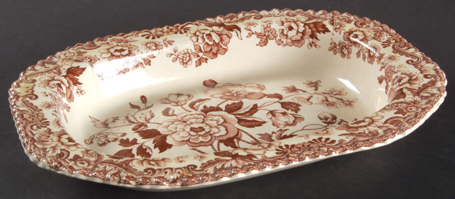 Marina Brown 9" Oval Vegetable Bowl by Spode-1