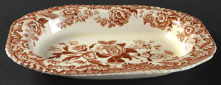 Marina Brown 9" Oval Vegetable Bowl by Spode-1