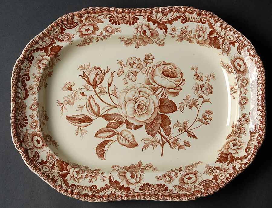 Marina Brown 12" Oval Serving Platter by Spode-1