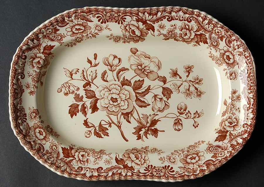 Marina Brown 10" Oval Serving Platter by Spode-1