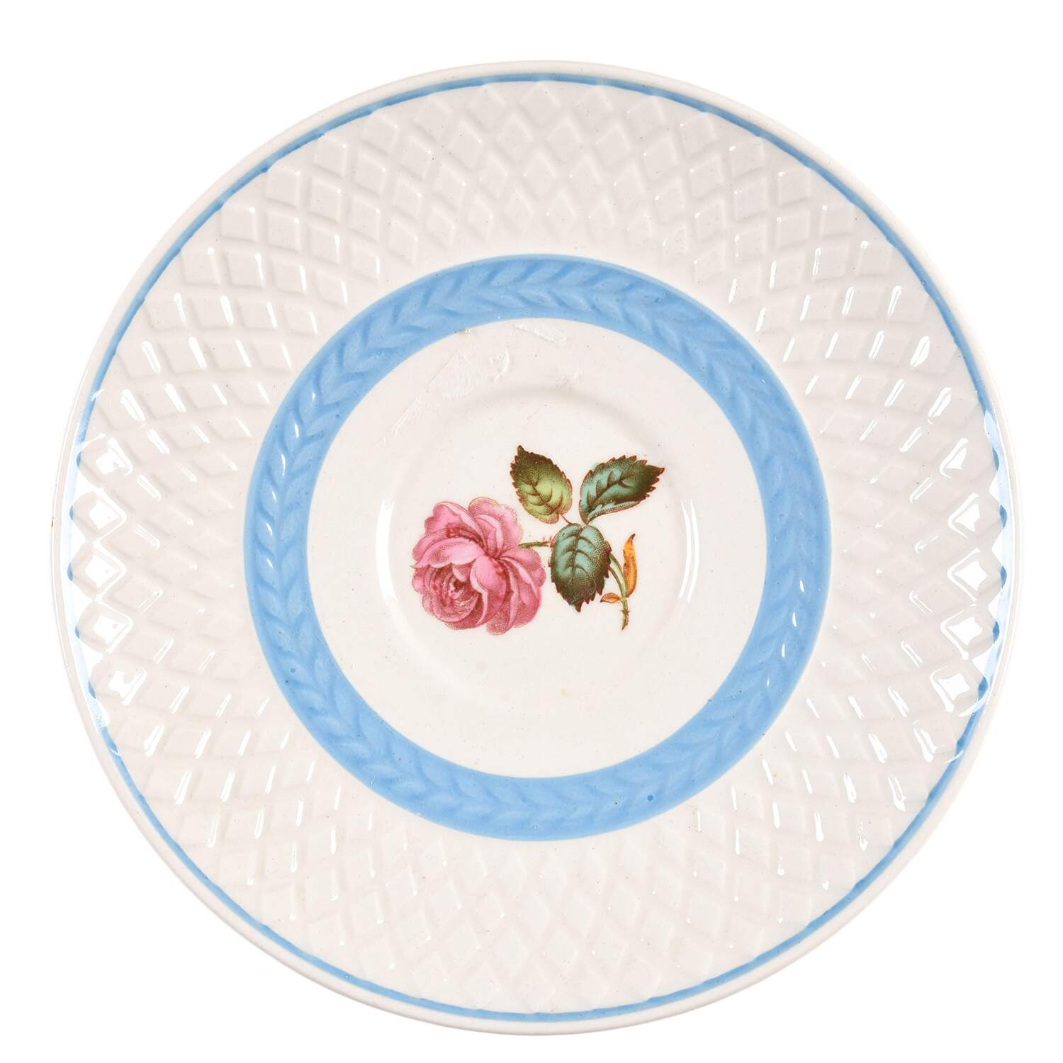 Mansard Rose Blue Laurel Band Saucer for Demitasse Cup by Spode-1