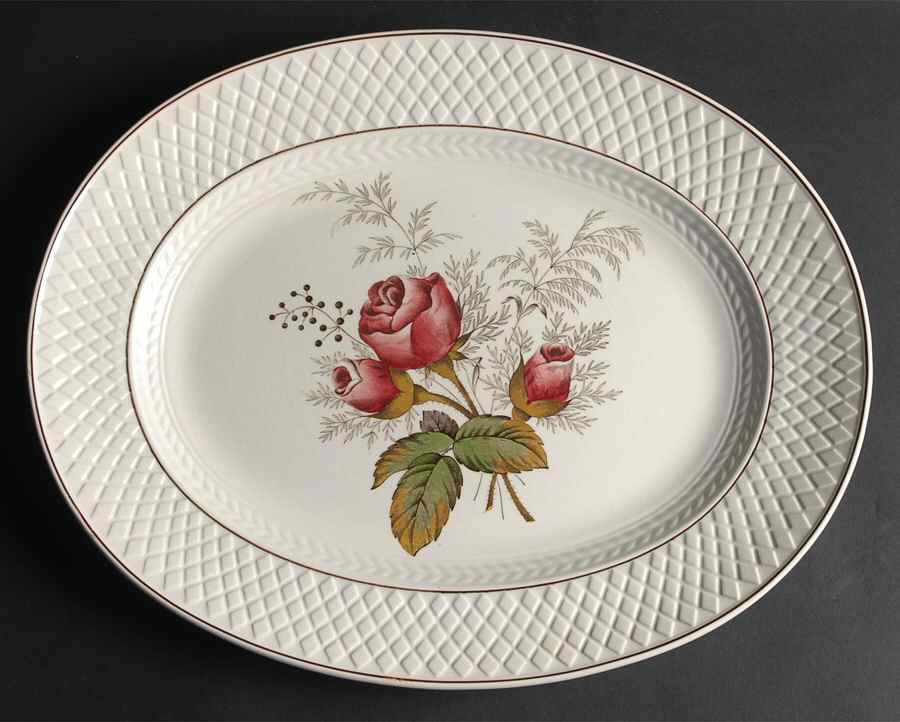 Mansard Rose Red 15" Oval Serving Platter by Spode-1