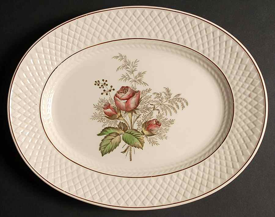 Mansard Rose Red 13" Oval Serving Platter by Spode-1